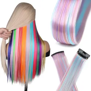 Colored Hair Extensions, Mixed Multiple Color Hair Extensions Clip In, Colorful Hair Pieces for Women, 10 Pcs, 22 inch