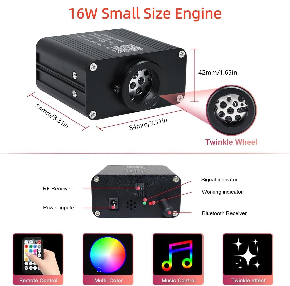 Starlight Headliner Kit 500 Twinkle Stars, RGBW Small Size Starlight Car Roof Kit for F150 Truck Stuff, Music Sync Modes Star Ceiling Light for Car Decoration, 500 Stars with Twinkle for Car Stuff