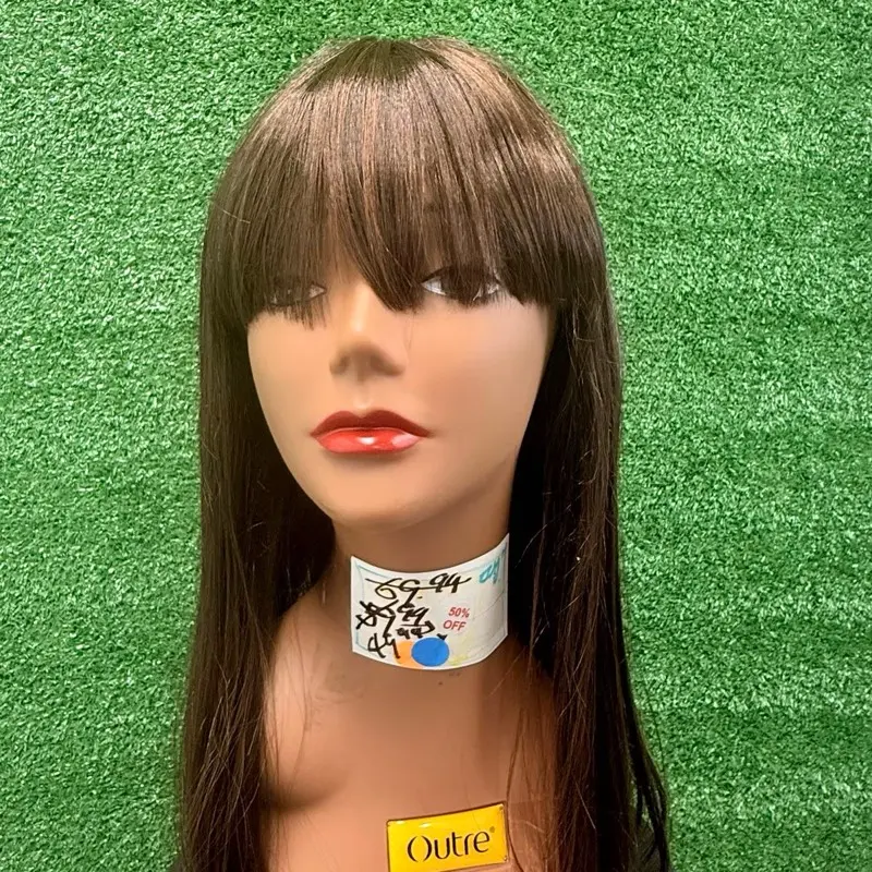 Synthetic Wig, Long Silky Straight Hair with Full Bangs in Natural Black, Ready to Wear Protective Styling for Beginners, Synthetic Hair, Beginner Friendly, Date Nights, Long Wig With Bangs, Protective Hairstyles