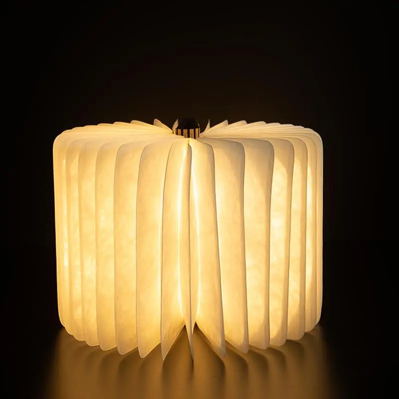 Wooden Book Design Night Light, 1 Count 360° Foldable Book Lamp, Rechargeable Novelty Lighting for Home & Office, Office Decoration, Creative Gift for Friend, Nightlight for Bedroom