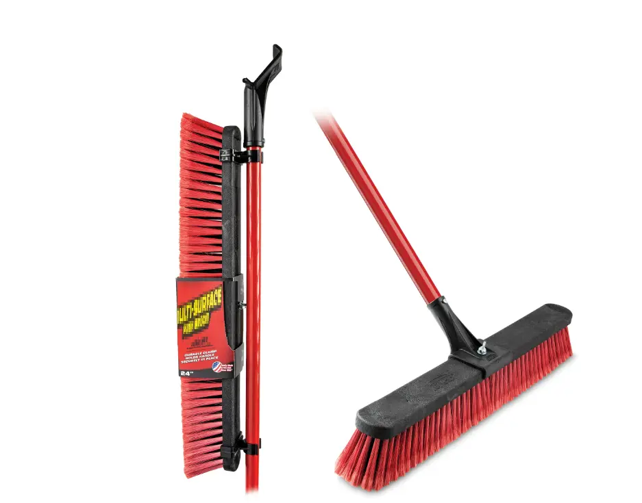 Push Brooms 24 in. Multi-Surface Red & Black Heavy Duty Steel Handle - Ideal for Various Applications Push Brooms 24 in. Multi-Surface Red & Black Heavy Duty Steel Handle - Ideal for Various Applications
