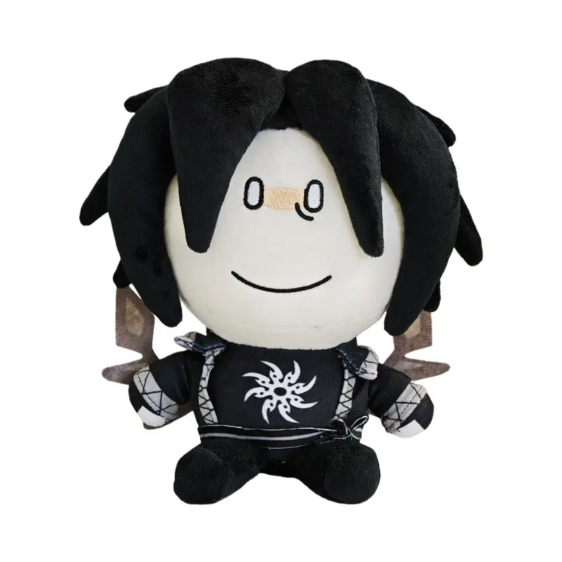 Two-Time Plush Toy Black Ring Little Boy Soft Stuffed Doll Creative Game Character Plushie Home Decor Holiday Gift