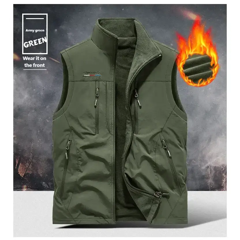 Men's Double-Sided Windproof Fleece Warm Vest with Multiple Pockets, Practical Sleeveless Waistcoat for Outdoor Fishing and Photography, Suitable for Autumn and Winter, Gift for Father or Lover Men's Double-Sided Windproof Fleece Warm Vest with Multiple Pockets, Practical Sleeveless Waistcoat for Outdoor Fishing and Photography, Suitable for Autumn and Winter, Gift for Father or Lover
