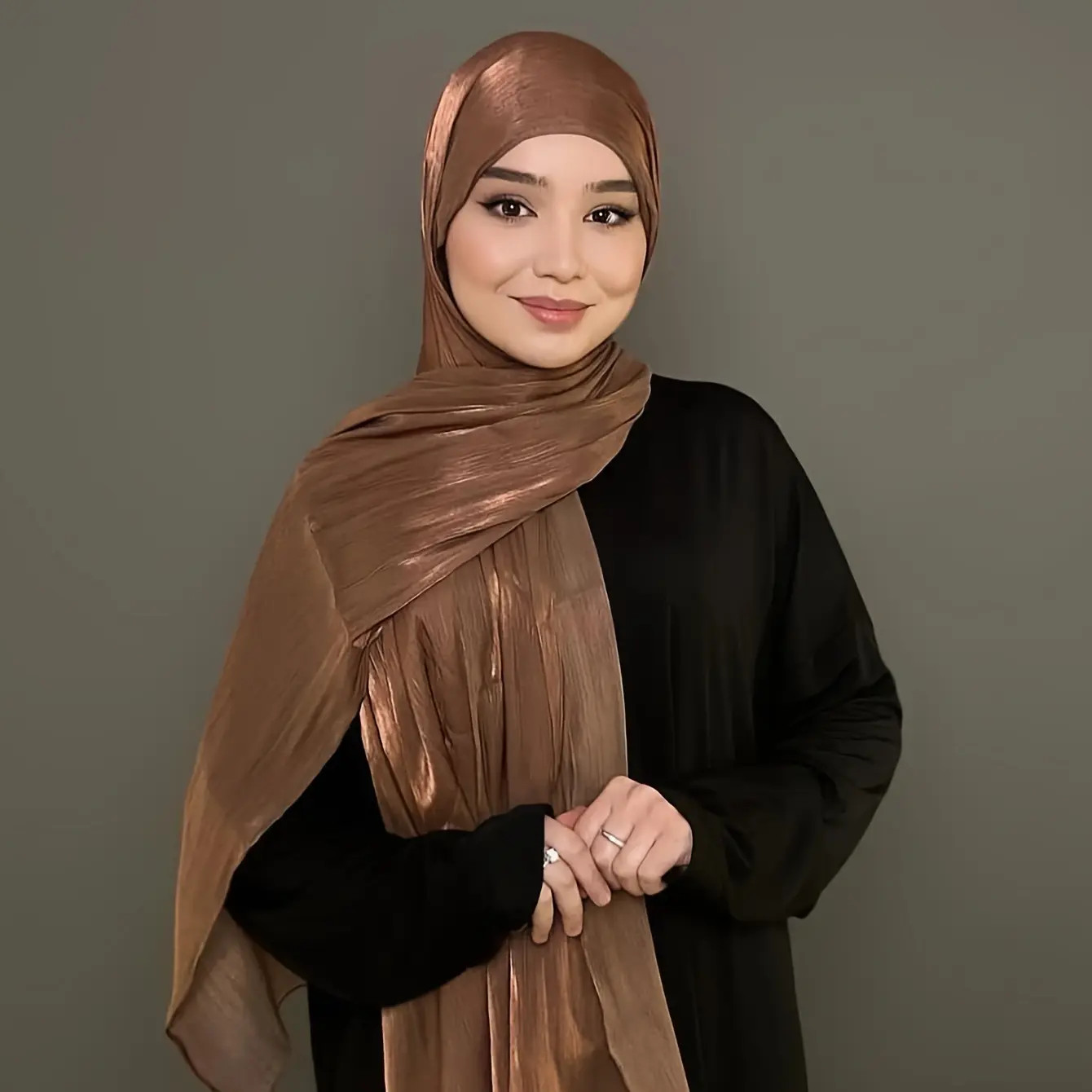 Luxurious Polyester 1pc Elegant Organza Hijab Scarf for Women - Non-Stretch, Woven Craftsmanship, Solid Color, Pleated Glitter Shawl - Decorative Accessory for Party, Ramadan