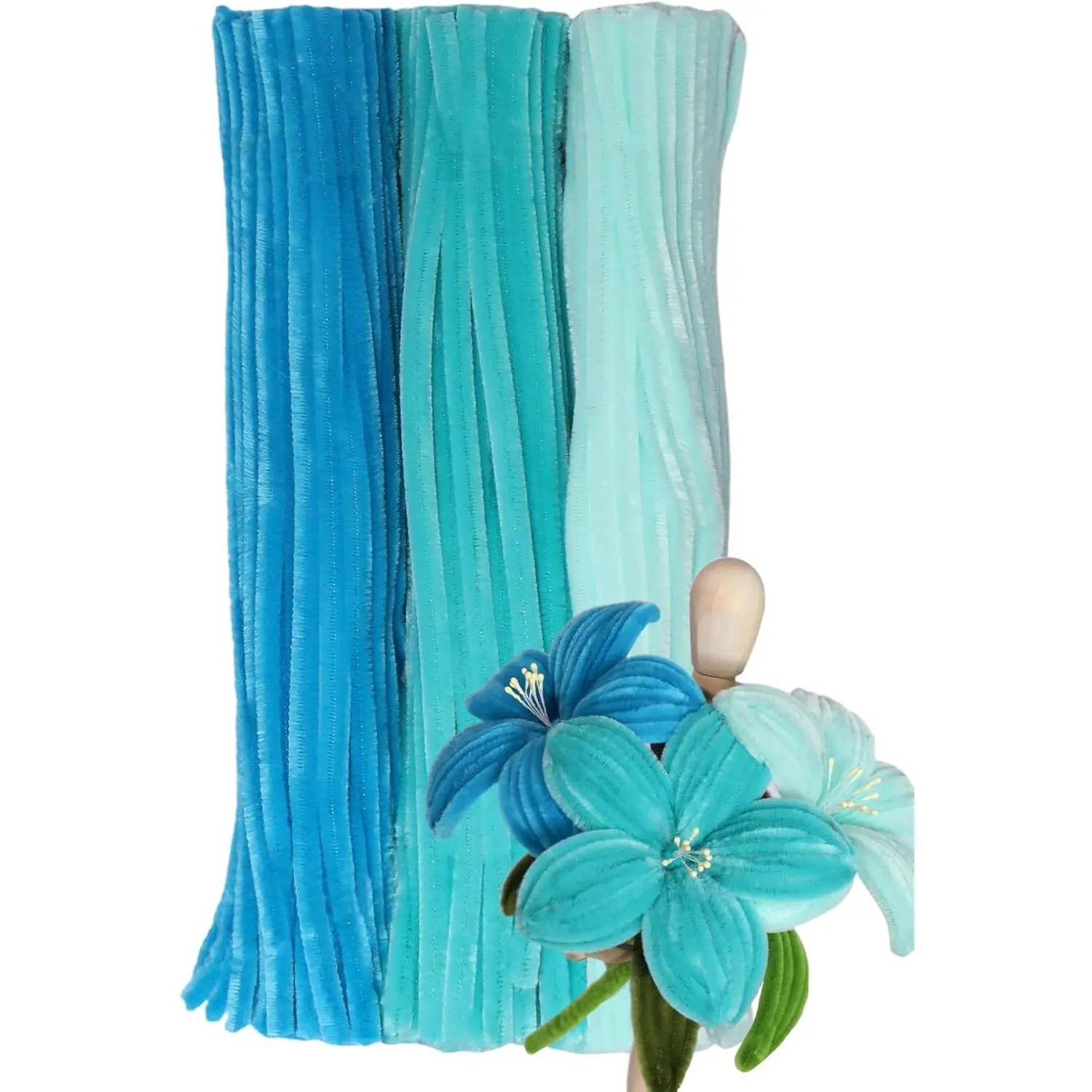 Lagoon Blue Pipe Cleaners Set, 300 Thick Chenille Stems for Crafts   for ,  & Festive Decorations, 12" x 0.24"