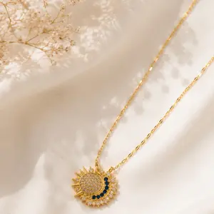 18k Gold Plated Sun & Moon Necklace for Women | Waterproof , Non-Tarnish,Hypoallegenic Pendant