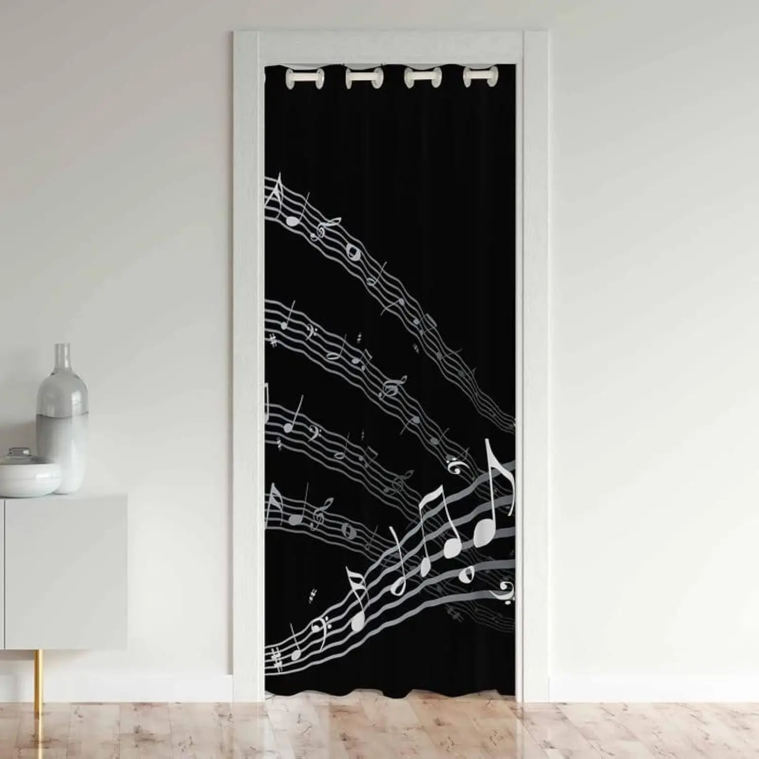 Feelyou Modern Musical Print Grommet Curtain - Single Panel, 30%-50% Blackout Thermal Insulated, Room Decor & Closet Door Divider, Grommet Curtains, Room Decor Curtain