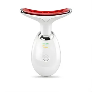 Face & Neck Massager Tool with 7 Color LED Light, Portable Facial Beauty Device, Skin Care Massager for Lifting & Firming, Vibration Heating Face Roller, Rechargeable Anti Puffiness Therapy Device for Women Home Spa