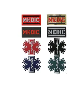 Reflective Medic Patches, EMT EMS Paramedic Medical Star of Life Embroidered Fabric Patches with Hook Loop Backing for Clothes 8 PCS