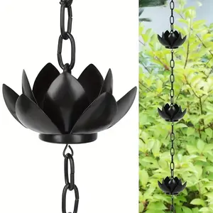 1pc 120cm Black for Lotus Rain Chain, Gutter Chain Rain Chain, Metal for Lotus Rain Chain, Downspout Rain Chain, Gutter Chain, Rainwater Collection Chain, Functional and Decorative Rain Chain, Hanging Outdoor Garden Decoration