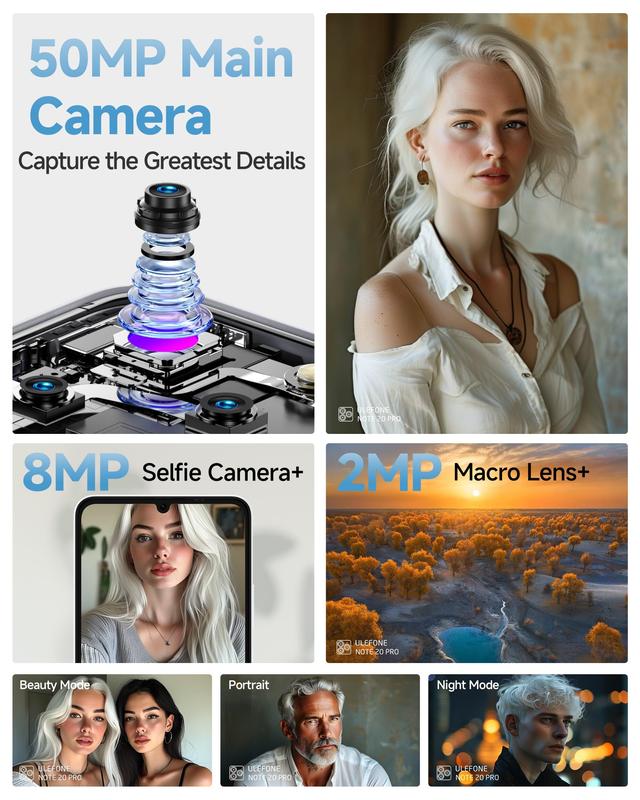 Ulefone Note 20 Pro Unlocked Phones, Android 14 OS, 8GB+128GB/256GB ROM 1TB Extension, 6.75” HD+ 90Hz Screen 6000mAh Battery Smartphone, 50MP Main Camera, 4G Dual SIM Cell Phone, Widevine L1 Certified - Black