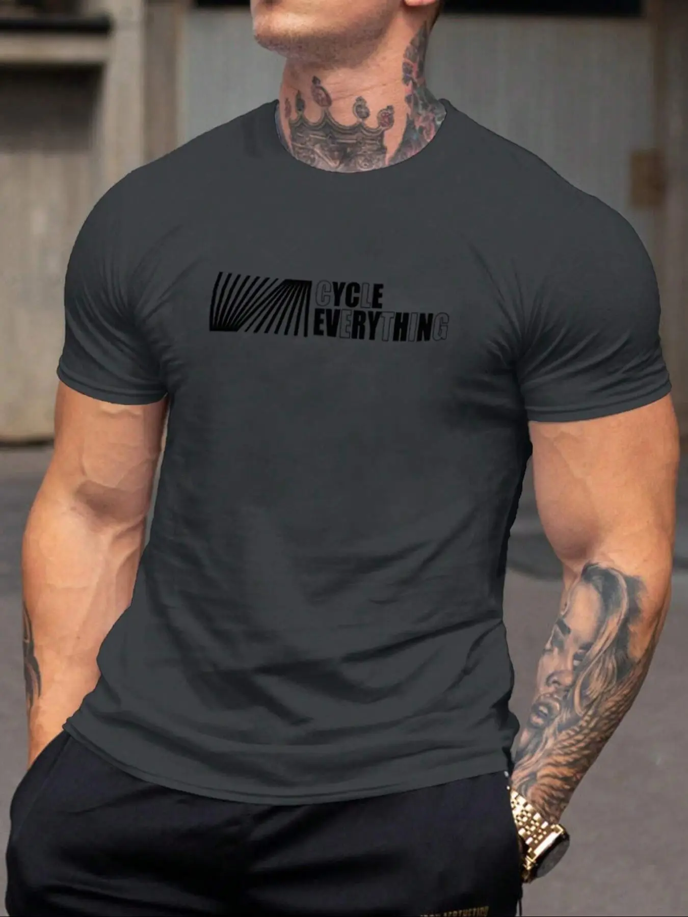 Men's Letter Print Round Neck Tee, Summer Clothes, Regular Fit Casual Short Sleeve Crew Neck T-Shirt for Summer, National Day Clothing, Fashion Men's