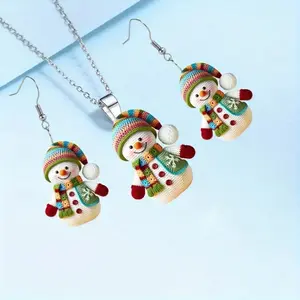 Christmas-themed Snowman Pendant Necklace Unique Holiday Jewelry Gift for Banquets Parties Festive Accessory，chains with pendants，earrings women