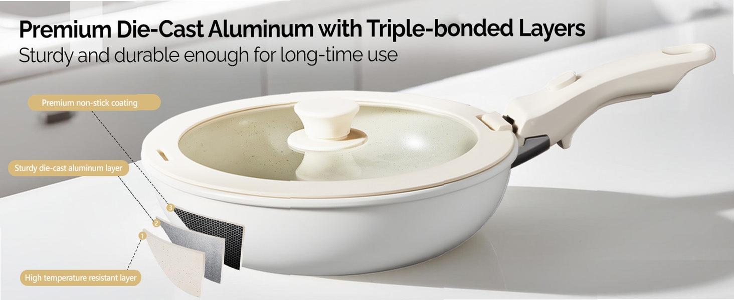 [FLASH SALE | ROVSUN ] 22 Pcs Nonstick Pots and Pans Set with Detachable Handles