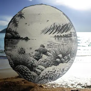 Coral Reef - Laser Engraved 4" Slate Coaster (set of 4) Perfect for U! drink coasters Round Tableware