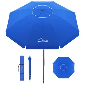 UIRWAY 8.5 FT Umbrella , Heavy Duty Windproof Beach Umbrellas with Sand Anchor & Tilt, Sun Protection Portable Beach Umbrella with Carrying Bag for Beach, Patio Garden Pool Outdoor