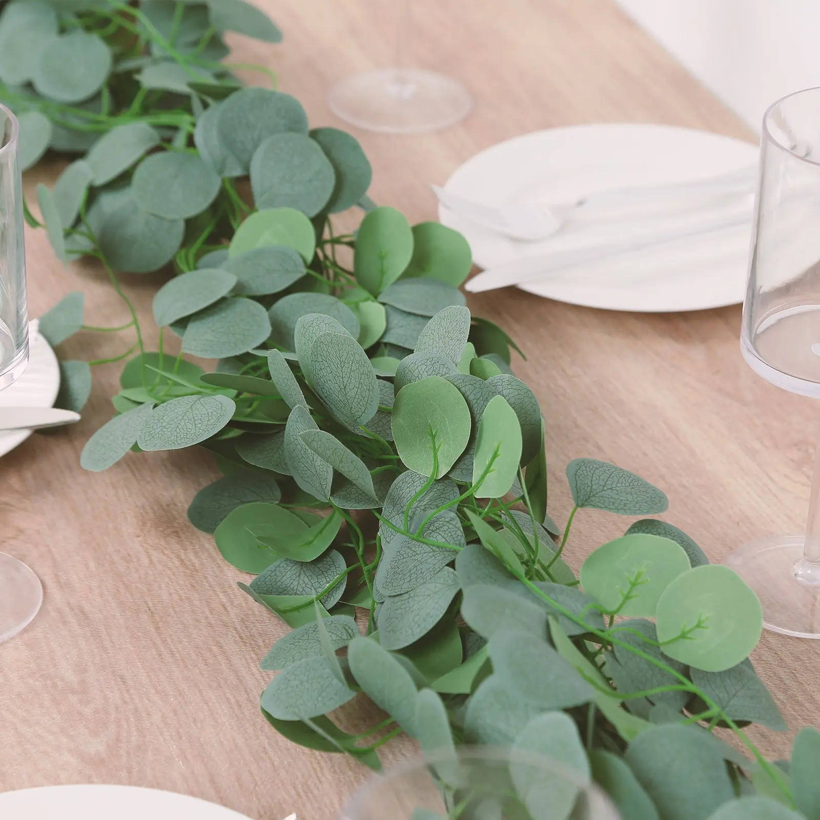 Decorative 12-Pack Artificial Eucalyptus Leaves Garland - 6.5ft Silk Hanging Vines, Evergreen Faux Plants with Natural Look, Long-Lasting for Wedding, Outdoor Party Decor, Outdoors