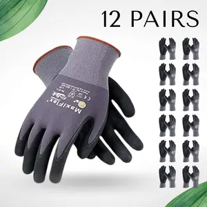 12 Pairs - MaxiFlex PIP 34874 - Maxi Flex Ultimate 34874 Foam Nitrile Palm Coated Gloves (Pack of 12 Pairs)