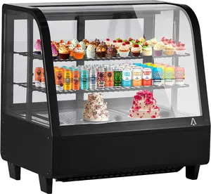 【GARVEE】3.5 Cu.FT Display Refrigerators, Double-Layered Glass Refrigerator Display Cabinet, Single-Door Countertop Pastry Display Case with Interior LED Lighting, Countertop/Floor Refrigerator
