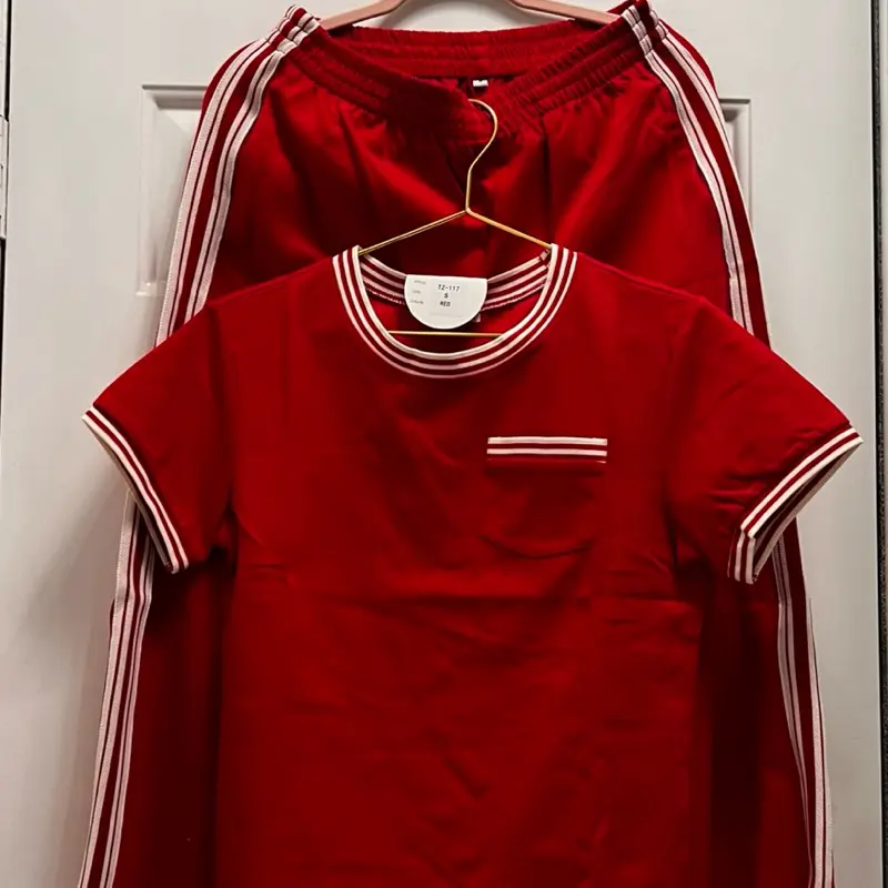 Comfortable airport pants set red