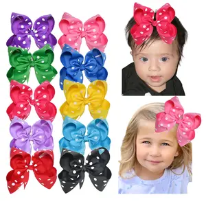 JoyBowie 10pcs 5in Polka Dot Hair Bows Set - Vibrant, Exquisite Hairpin Accessories for 4-5 Years Toddlers and Girls