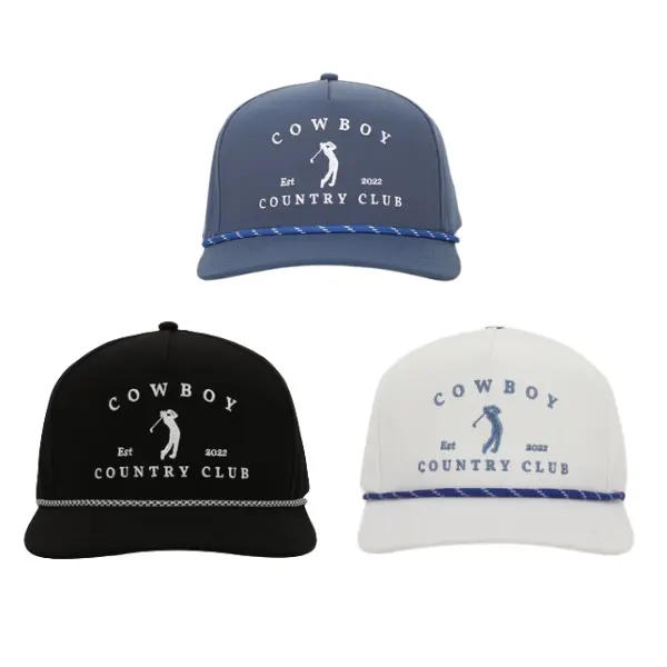 : Cowboy Country Club Premium Rope Golf Hat | Vintage Western Structured Snapback Cap | Unisex Outdoor Sports Trucker Hat Limited Edition
