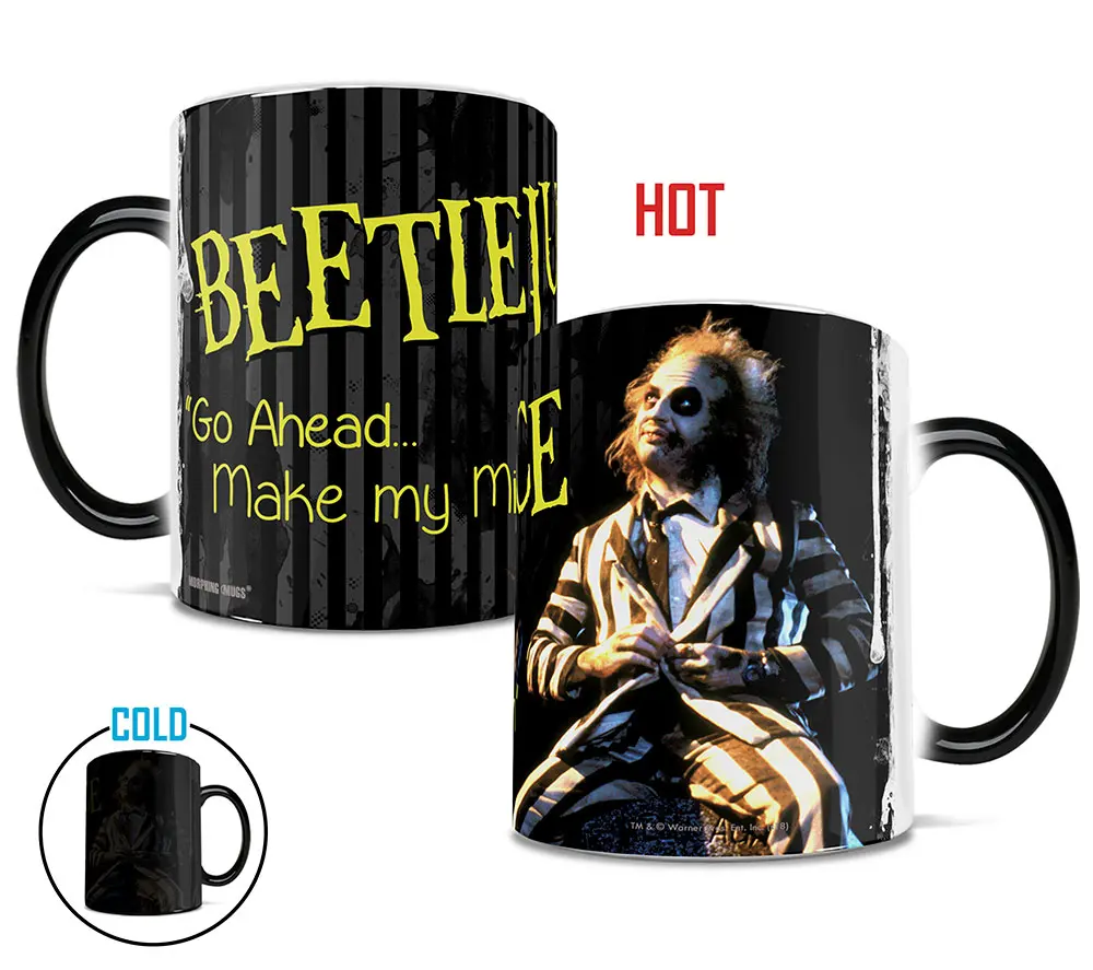212 MAIN Beetlejuice 11oz Thermal Heat-Sensitive Morphing Ceramic Mug - Reusable, Washable Adult Kitchen Drinkware with Printed Art, Funny Horror 90s Cartoon Character Mugs for Fans (Reuse Functionality)