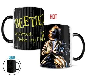 212 MAIN Beetlejuice Make My Millennium Heat-Sensitive Morphing Printed Ceramic Coffee Mug - 11oz Reusable Washable Ghost-Theme Cup for Kitchen Use