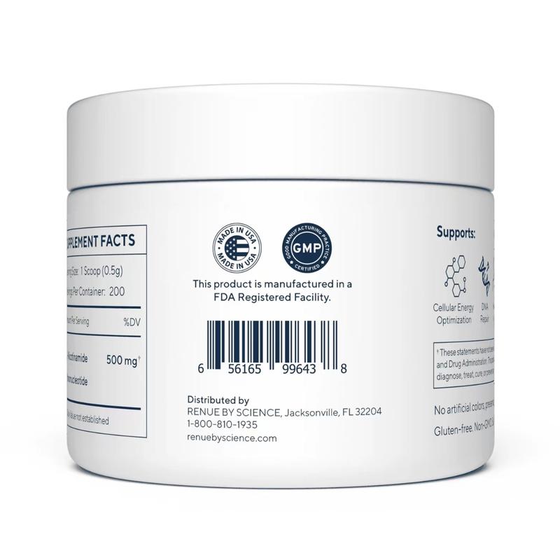 Renue by Science Pure NMN Fast Dissolve Powder 100 Grams Beta Nicotinamide Mononucleotide Dietary Supplement