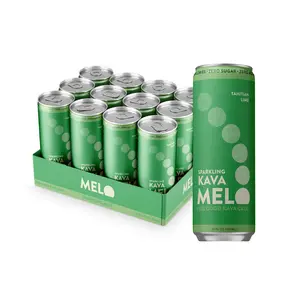 Melo 12pk Sparkling Kava Drink, Tahitian Lime, Sugar Free Non Alcoholic Drinks with Zero Calories, Gluten Free, Vegan, 100% Natural Mocktail with 750mg Kava Root per Drink, 12 oz Cans