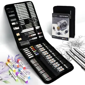 Four Candies 52/73PCS Advanced Art Supplies Drawing Kit with Fineliner Pens, Mechanical Pencils, 3-Color Sketchbook, Charcoal Sticks,Pastels for Sketching Drawing Comics Gifts for Professionals Artists,educational,  Artist Drafting Art Materials,  fun pen