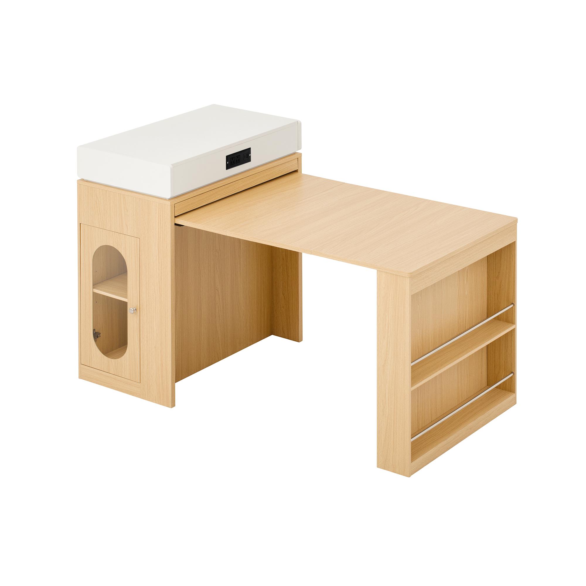 Rolling Kitchen Island & Extendable Dining Table with Folding Top & Power Outlet, Mobile Sideboard with Drawers, Hooks & Storage for Kitchen & Dining Room