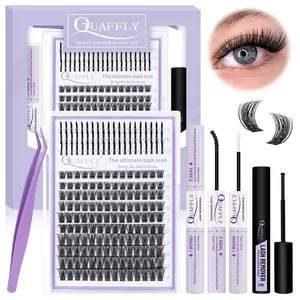 Individual False Eyelashes Kit, 1 Set Natural Look Eyelash Extensions, Self Grafting Curl Eyelashes, DIY Eyelash Extensions, Eye Makeup Enhancement False Eyelashes for Women & Girls, Cosmetic