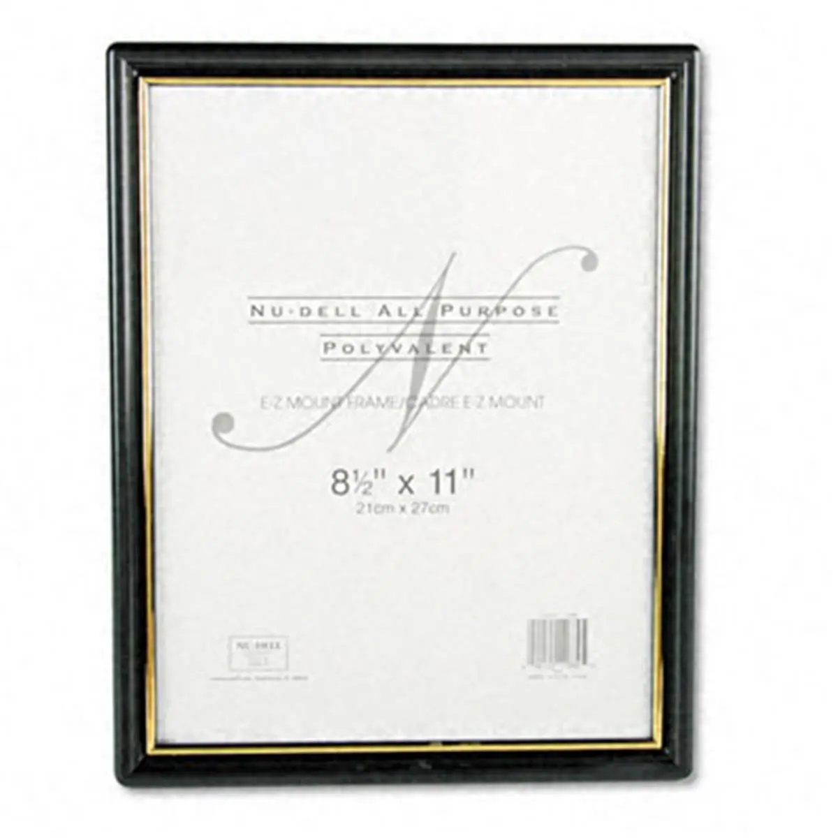 Nu-Dell 11880 EZ Mount Plastic Document Frame - 8.5x11 in, Black/Gold, Home Decor Photo Frame for Home Supplies
