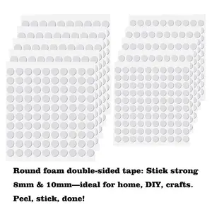 1000pcs Foam Round Dot Dual-Sided Adhesive Tape, 3D Craft Foam Self Adhesive Tape, 2 Sizes (10, 0.32 Inch & 0.39 Inch), Halloween Christmas Scrapbook DIY Crafts Handcraft Office Supplies