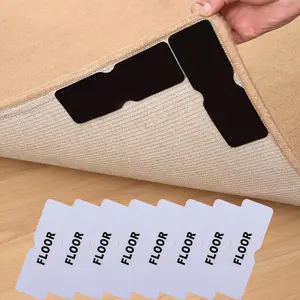 Rug Tape 8 count Rug Corner Grippers Double Sided  Carpet Tape,Washable Non Slip Rug Pads  Adhesive Rug Grippers Rug Tape Hardwood Floor No