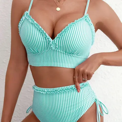 Women's Two-Piece Bikini Swimsuit Set, Fashionable & Sexy Design, Slimming Fit, Perfect for Spa & Swimming Pool Use, Striped Swimsuits, Swimwear Bikini, Swimwear Sets