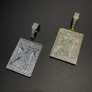 Copper Plated 5A+ Square Zirconia Hip Hop Letters "CT" Pendant Necklace Bubble Letters For Men and Women Jewelry