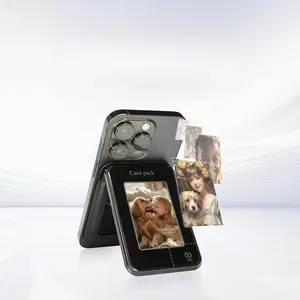 Multi-function NFC E-ink snap phone stand & card pack & wallet Smart e-ink screen compitable with Iphone phone holder NFC photo frame Christmas gift magnetic phone holder