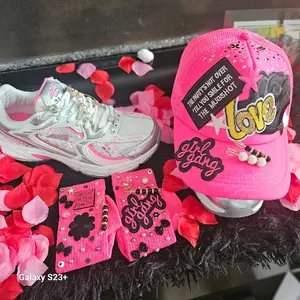 customized Avias sneakers and rhinestone trucker hat and sock set size 9 sneakers