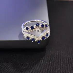 【10.30 Holiday&Xmas-32】Regal Moissanite and Lab-grown Sappire Ring Enhancer vvs Synthetic Moissanite Rings in 925 Sterling SilverSappd