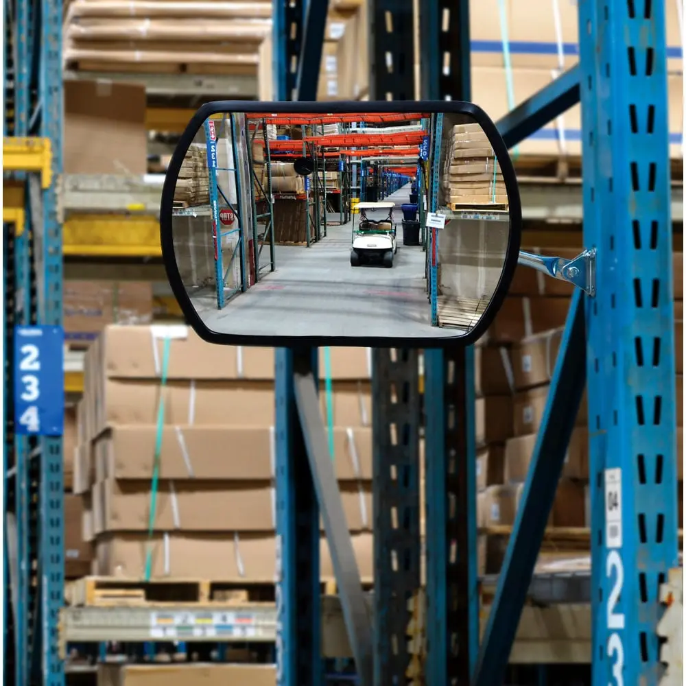 Global Industrial 670550 Durable Acrylic Plastic Convex Mirror, 12x18 in., 160° Wide View, Rotatable Adjustable Wall-Mount, Roundtangular Silver Indoor Mirror for Blind Corners, Hospital Safety Decor