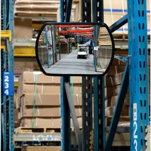 Global Industrial 670550 12 x 18 in. 160 Viewing Angle Indoor Roundtangular Acrylic Convex Mirror, Silver