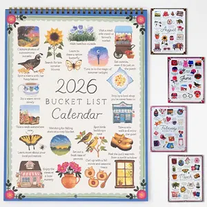 2026 Yearly Wish List Wall Calendar Planner, Productivity Planner, Guided Planning Pages & Stickers, Colorful Cartoon Design, Note Taking, Creative Gift for Holidays