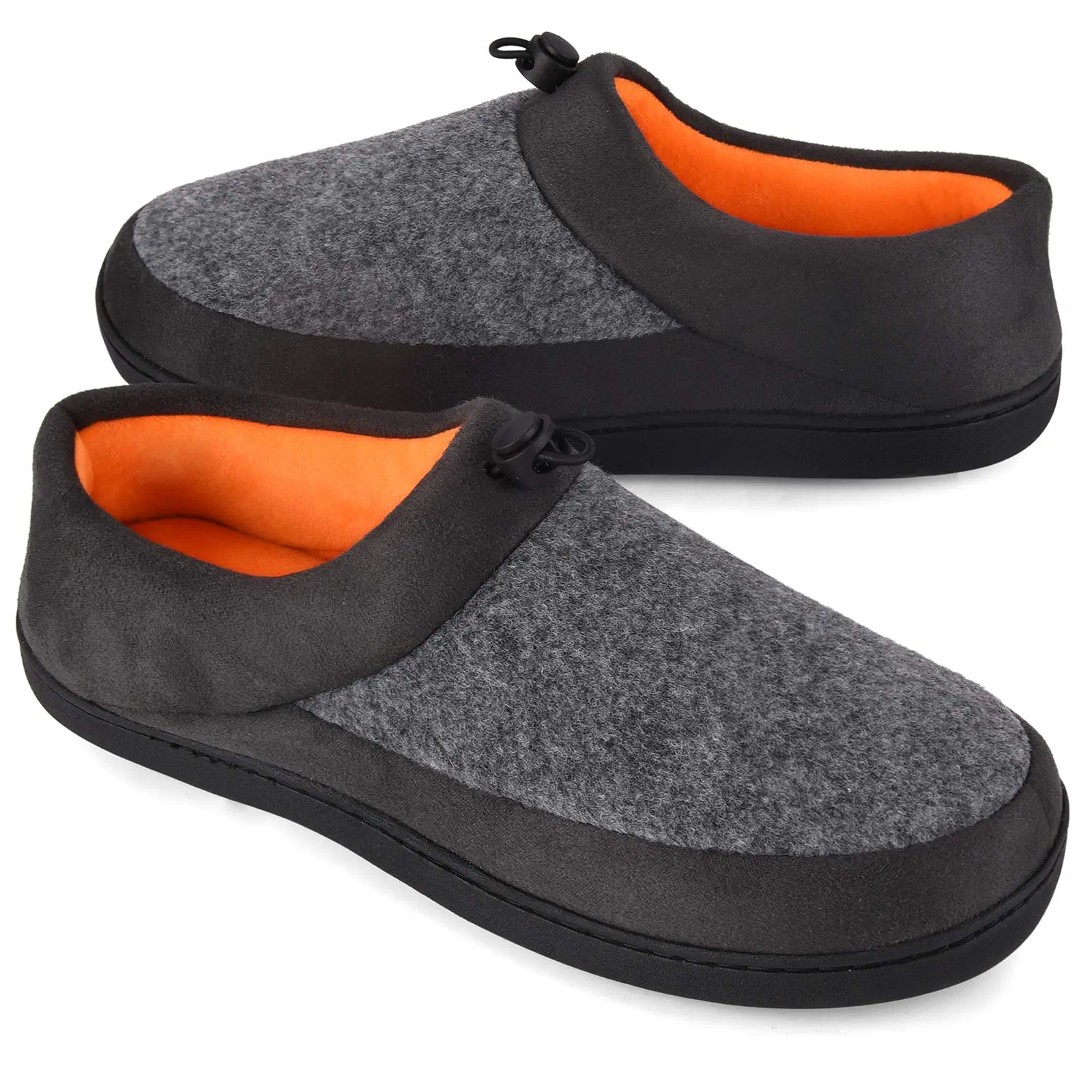 VONMAY Men's Adjustable Memory Foam Slippers – Indoor/Outdoor Breathable Comfort Flip-Flops with Rubber Sole Flipflop Pedal Slide Walking Shoes