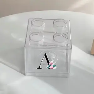 Stackable Transparent Plastic Coin Bank, Marble Design, 26 Letter Patterns, Perfect for Organizing & Decoration