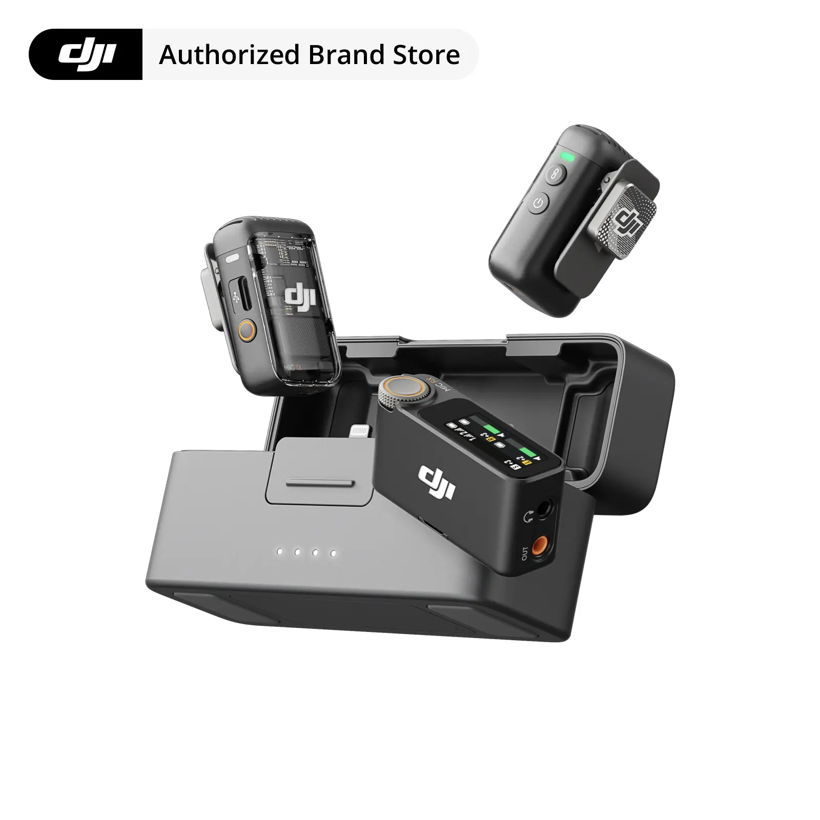 DJI Mic 2 Wireless Microphone for iPhone, Camera & Android, Ultralight, Adaptive Gain, Intelligent Noise Cancelling, Dual Band Anti-Interference, 32-bit Float Internal Recording, Vlog & Livestream