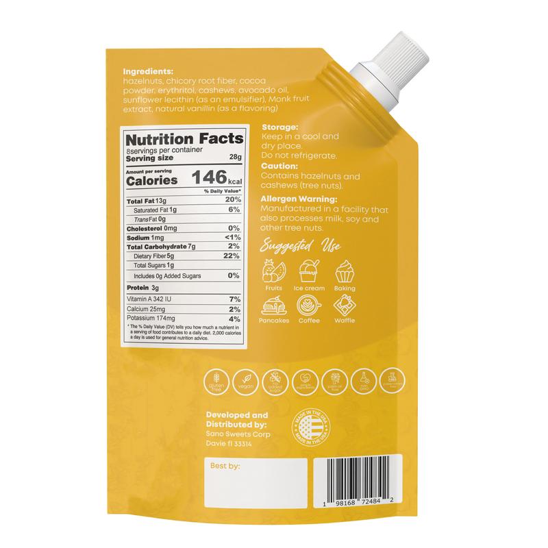 Sano Box - Includes 4 spreads + 2 wafers | Milk Caramel (dulce de leche), Pistachio & Macadamia, Choco Nocciola & Triple Chocolate | 2 Assorted wafers