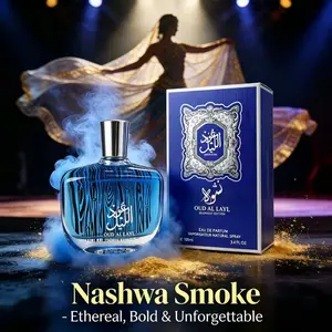 OUD AL LAYL Midnight Arabian Oud Eau De Parfum, Long Lasting Woody Amber Smoke Fragrance, Luxury Blue Wood Grain Bottle Dubai Royal Exotic Oriental Perfume For Men Women, 100ml Valentine Holiday Gift Perfume