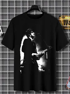 Djo Joe Keery Vintage Concert T-Shirt for Men, Stranger Things Steve Harrington Graphic Tee, Indie Music Live Performance Silhouette Shirt, Casual Oversized Black Short Sleeve Top, Retro Pop Culture Merch for Fans of Djo & Stranger Things